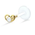 Stone Set Heart Shaped Labrets Push-in LA-735